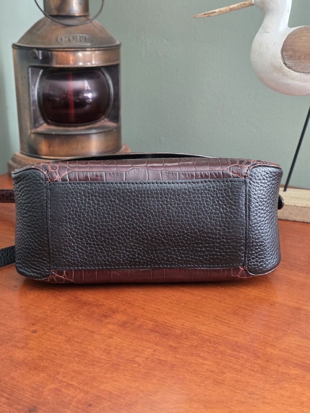 Brighton Croc Embossed Leather Crossbody Bag Brown Heart Y2K - Picture 9 of 16